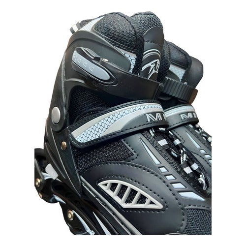 Patins Roller New Inline - Abec 7 + Rodinhas Led - Preto