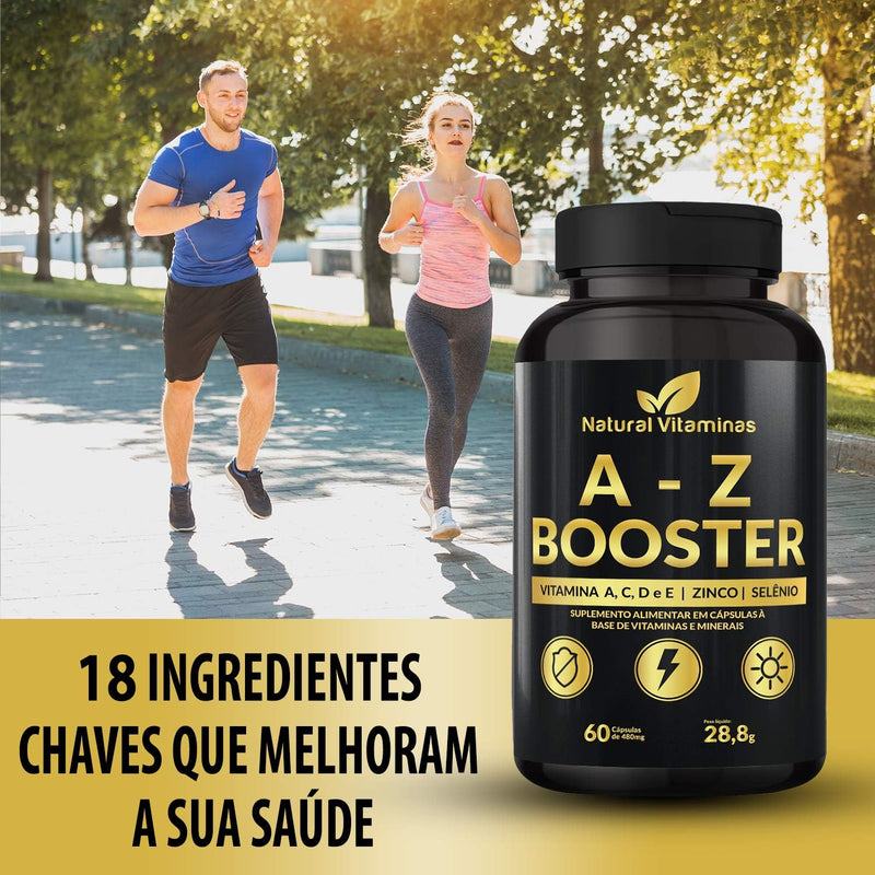 A-Z Booster Multivitamínico Completo para Adultos Pote 60 Cápsula de 500mg