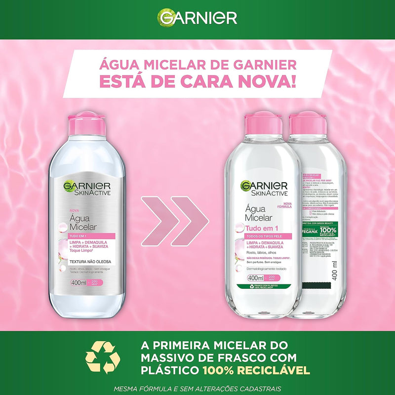 Água Micelar Garnier SkinActive Tudo em 1 400ml