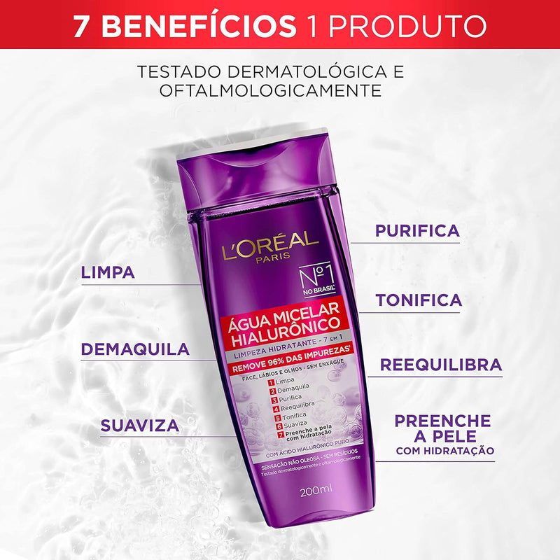 Água Micelar Sameriver L'Oréal Paris Hialurônico 200ml