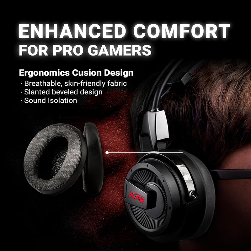 Headset Adata XPG Precog 7.1 FPS Mode ENC, Preto/Led Vermelho