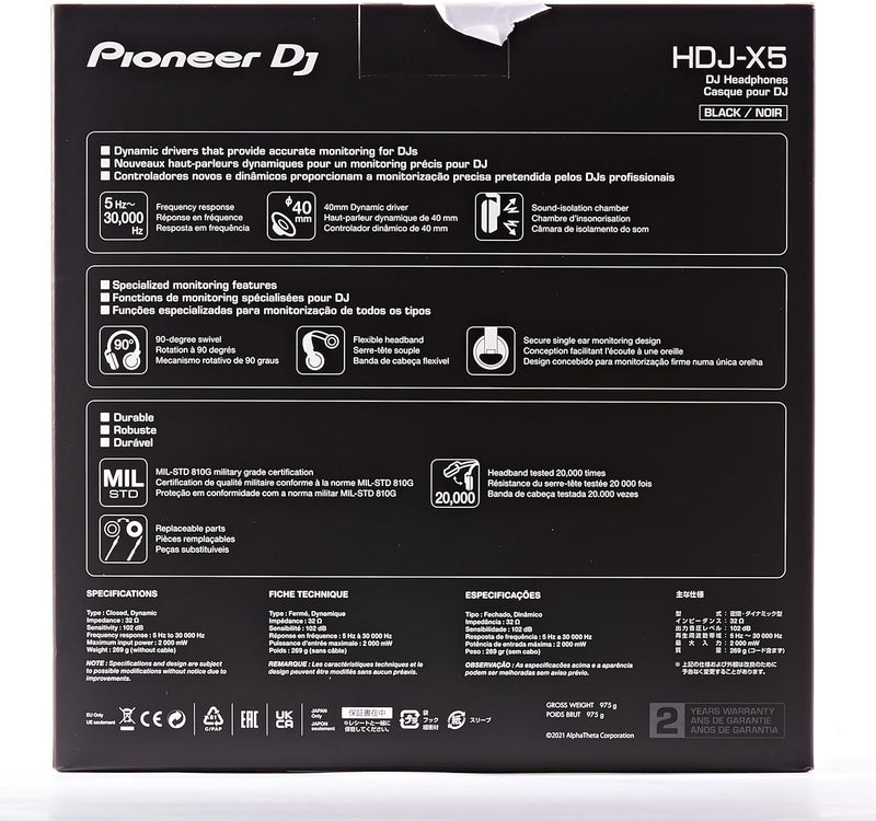 Fone de Ouvido Pioneer HDJ-X5-K XEGWL Preto