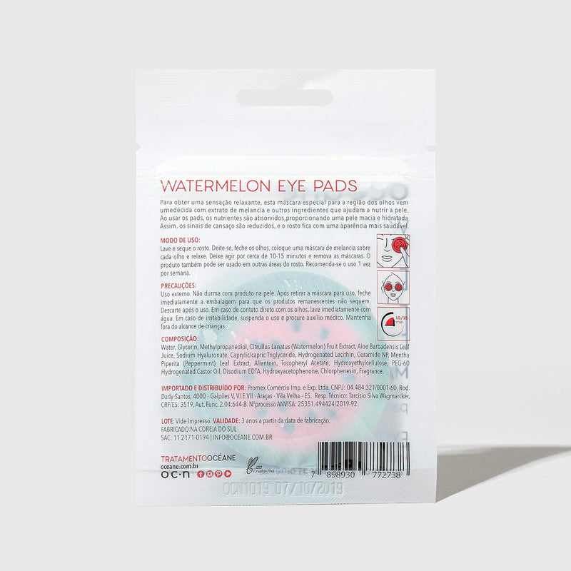 Máscara Para Olhos de Melancia Watermelon Eye Pads 10unidades