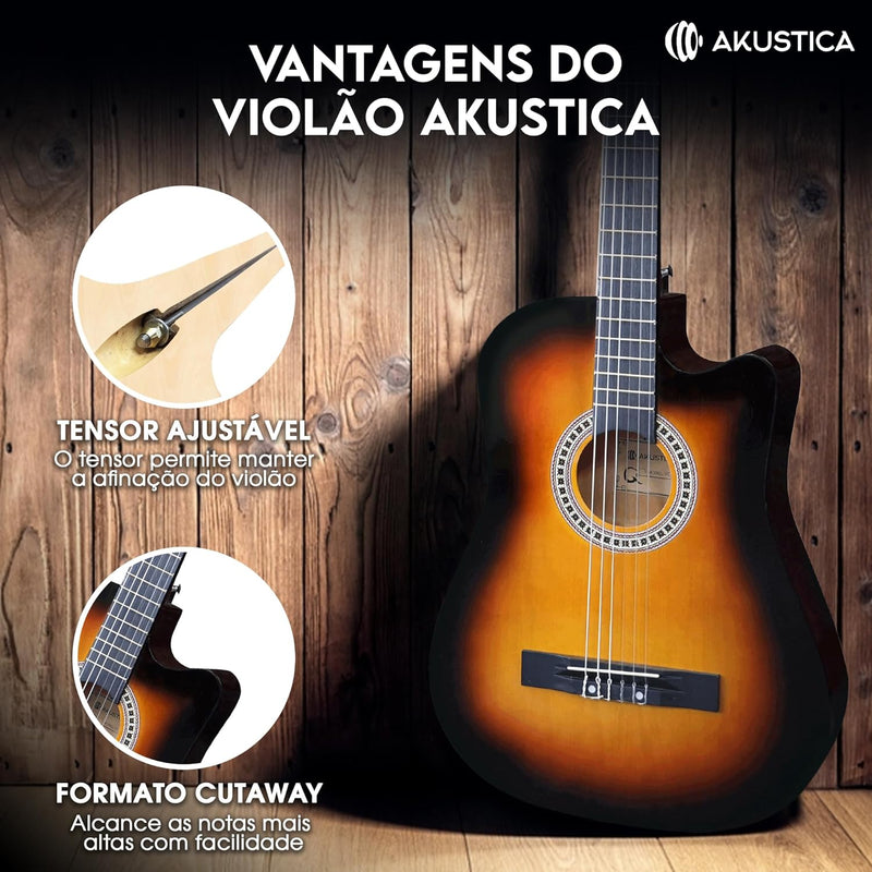 Violão Akustica VC-3 Cutaway Tensor Sunburst