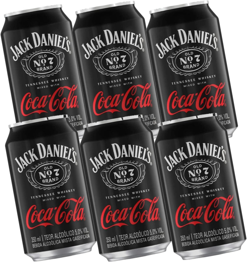 Pack 6x Jack Daniel's e Coca-Cola 350ml Bebida Mista Alcoólica Gaseificada