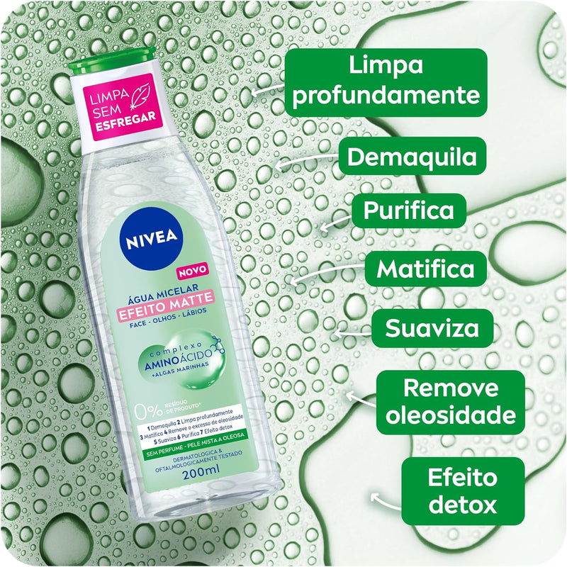 Água Micelar Solução de Limpeza Facial 7 em 1 Efeito Matte 200ml