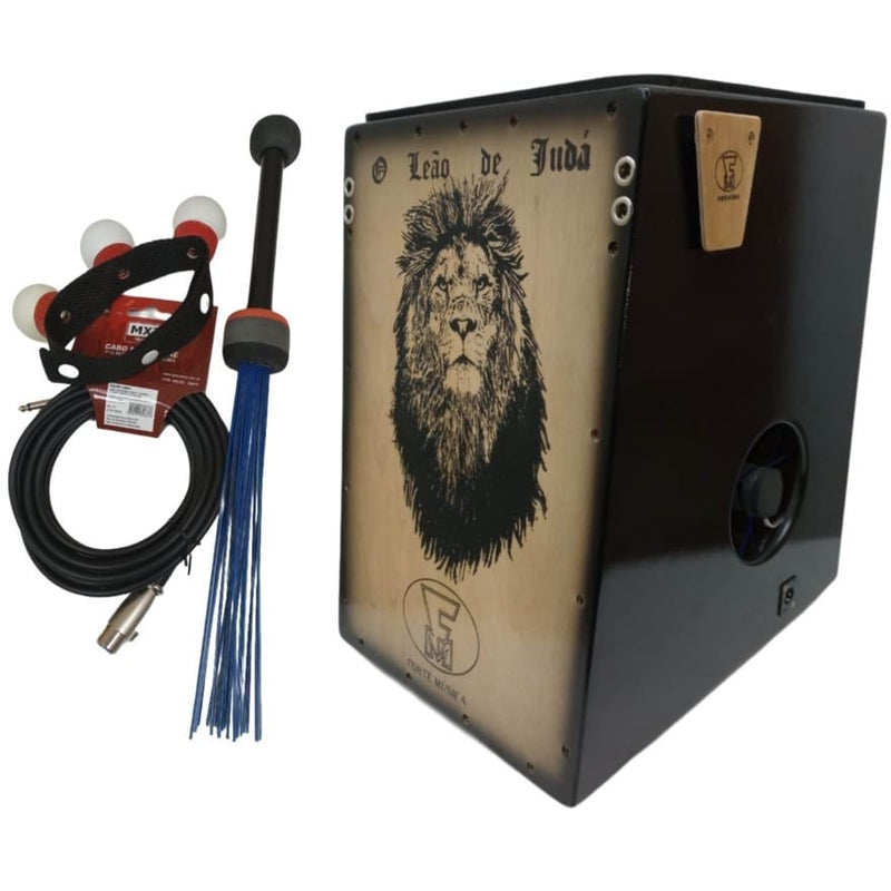 Cajon 2 Bumbos Eletro Acústico The Lion OF Judah B