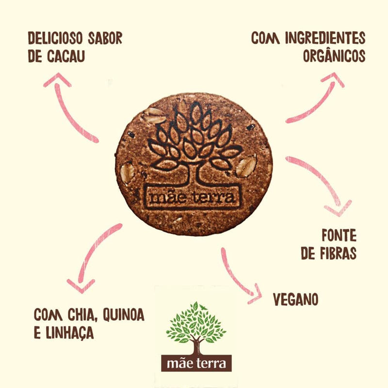 3x Biscoito Orgânico Tribos Cacau Mãe Terra 130G