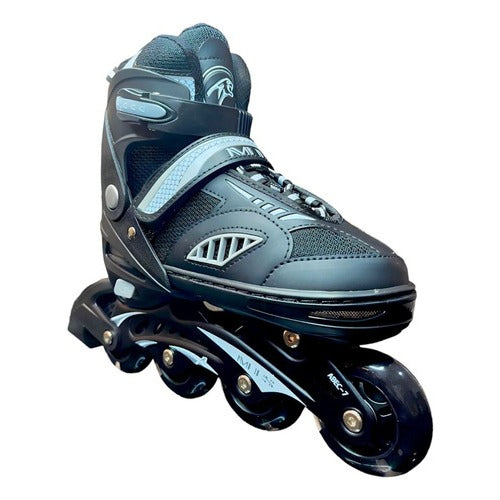 Patins Roller New Inline - Abec 7 + Rodinhas Led - Preto