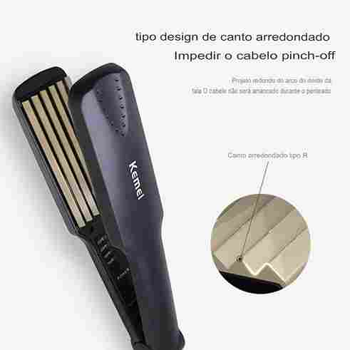 Alisador de Cabelo Kemei Turmalina Curling Crimper