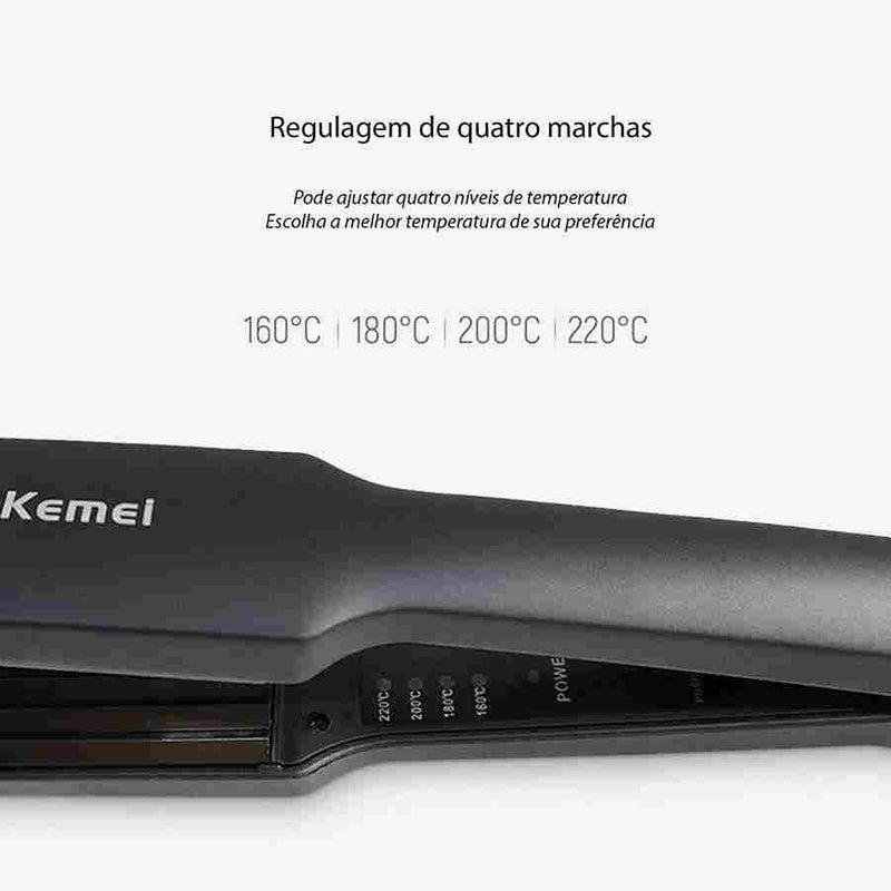 Alisador de Cabelo Kemei Turmalina Curling Crimper