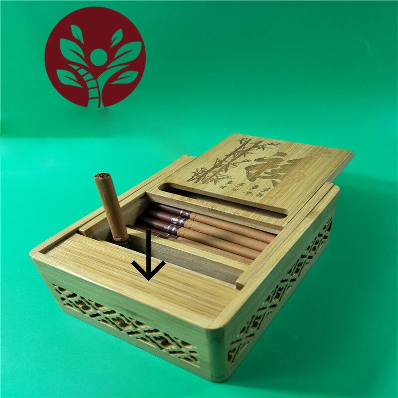 CAIXA DE ARMAZENAMENTO AUTOMÁTICA DE CIGARRO BAMBU - 2 Modelos