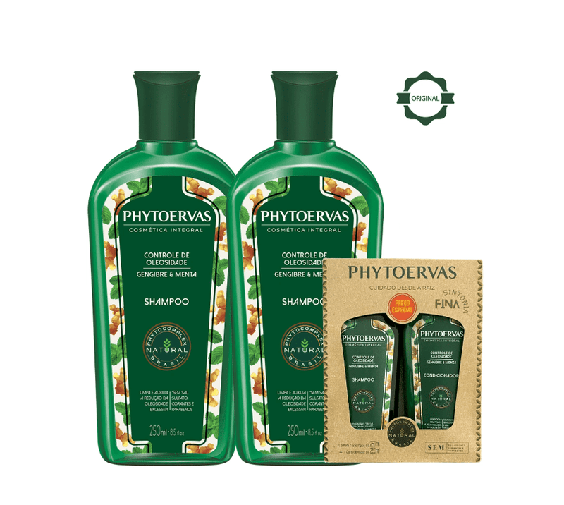 Kit Shampoo + Condicionador Phytoervas Controle de Oleosidade Gengibre e Menta