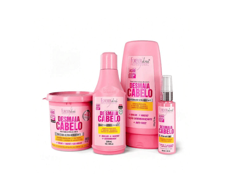 Kit 4x Desmaia Cabelo Shampoo + Condicionador+ Sérum + Máscara