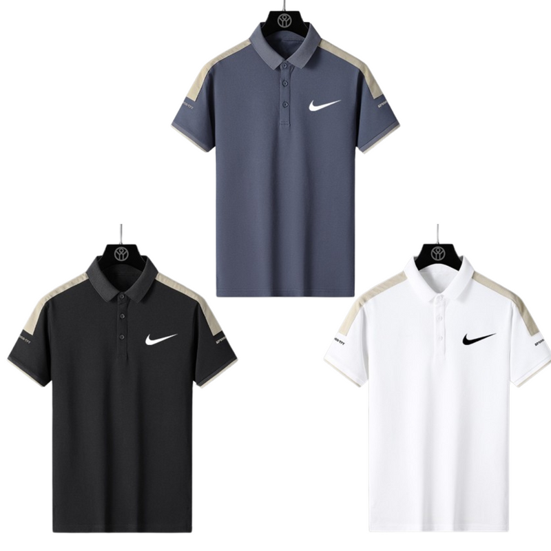 Camisa Polo Nike - Cinza Azulado/Preto/Branco