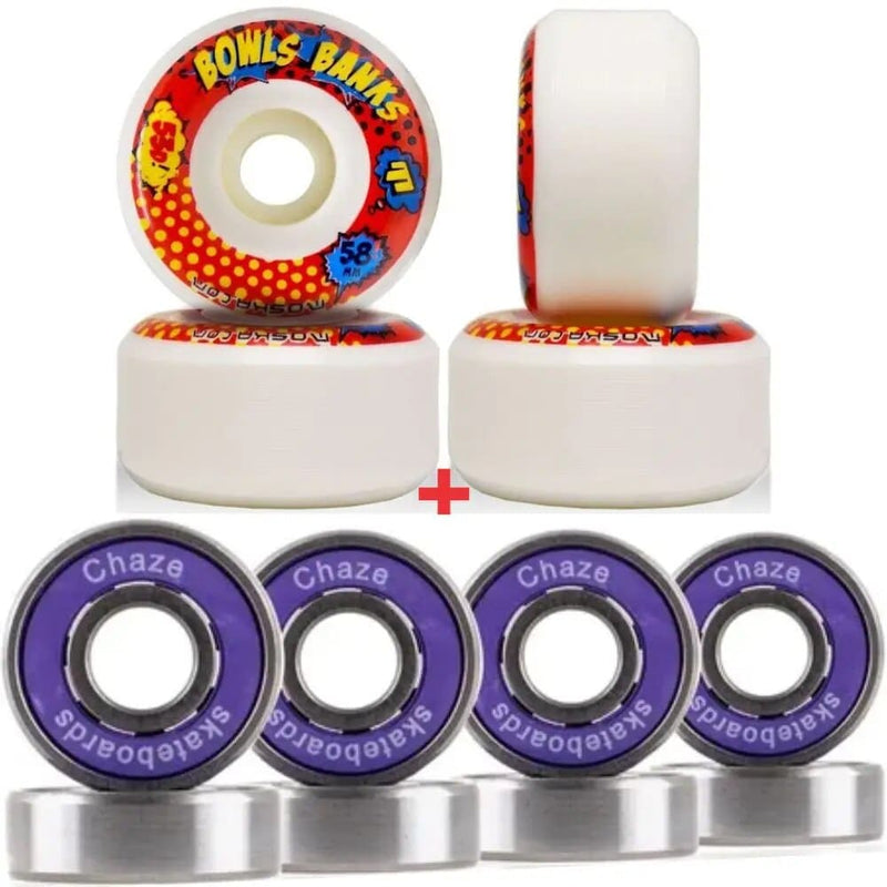 Roda Moska Wheel 58mm 53d Bowl Banks + Rolamento Purple Chaze Bearing