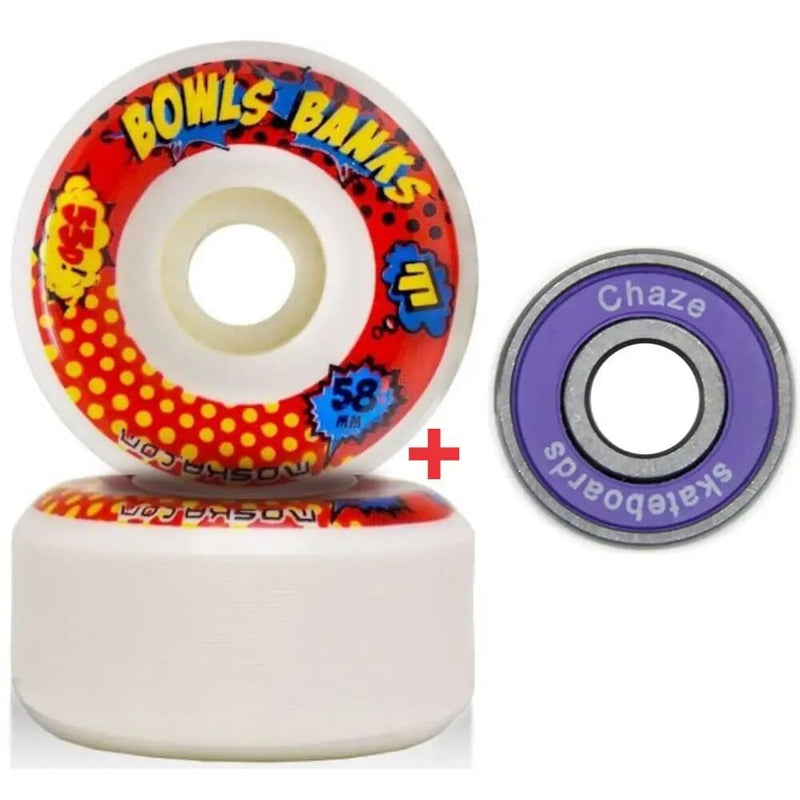 Roda Moska Wheel 58mm 53d Bowl Banks + Rolamento Purple Chaze Bearing