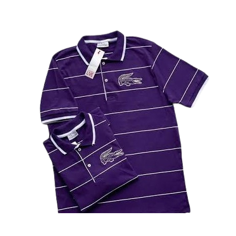 Camisa Polo Lacoste Ed. Limitada 90 Anos - Branco/Cinza/Vermelho/Roxo