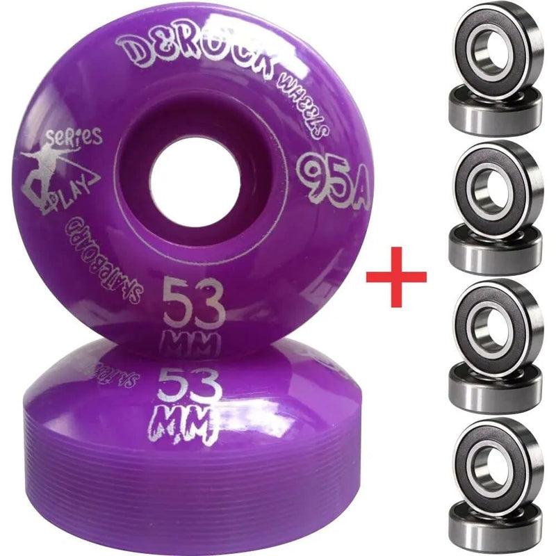 Kit Derock Roda 53mm 95A Play + Rolamento 608 - 6 Modelos