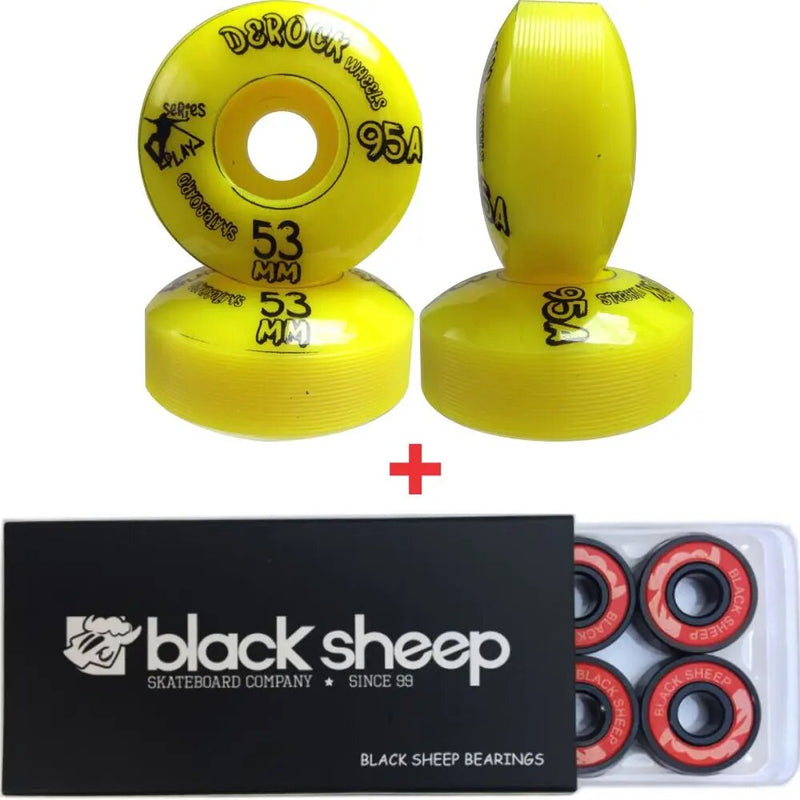 Kit Roda Derock 53mm Series Play Amarela + Rolamento Black Sheep