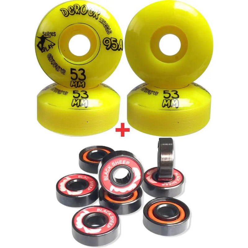 Kit Roda Derock 53mm Series Play Amarela + Rolamento Black Sheep