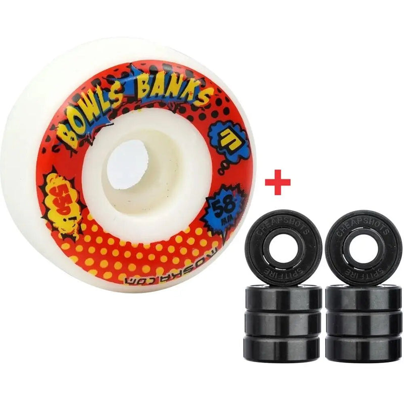 Kit Roda Moska 58mm 53d Bowl Banks + Rolamento Spitfire Cheapshots