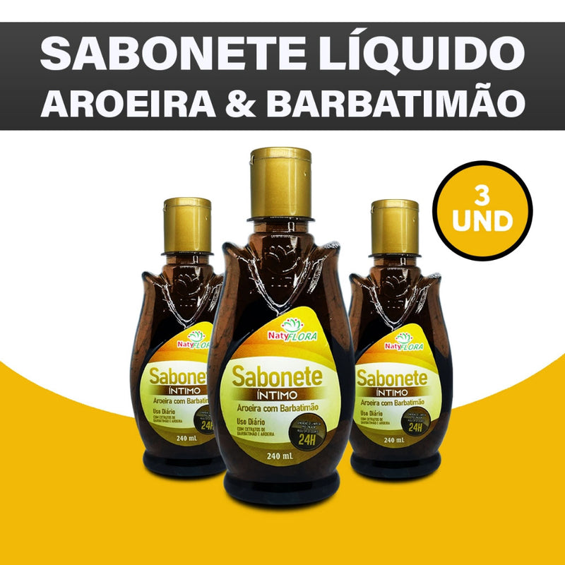 Kit 3x Sabonetes Intimos Aroeira Com Barbatimao Antisseptico e Antibacteriano 240ml