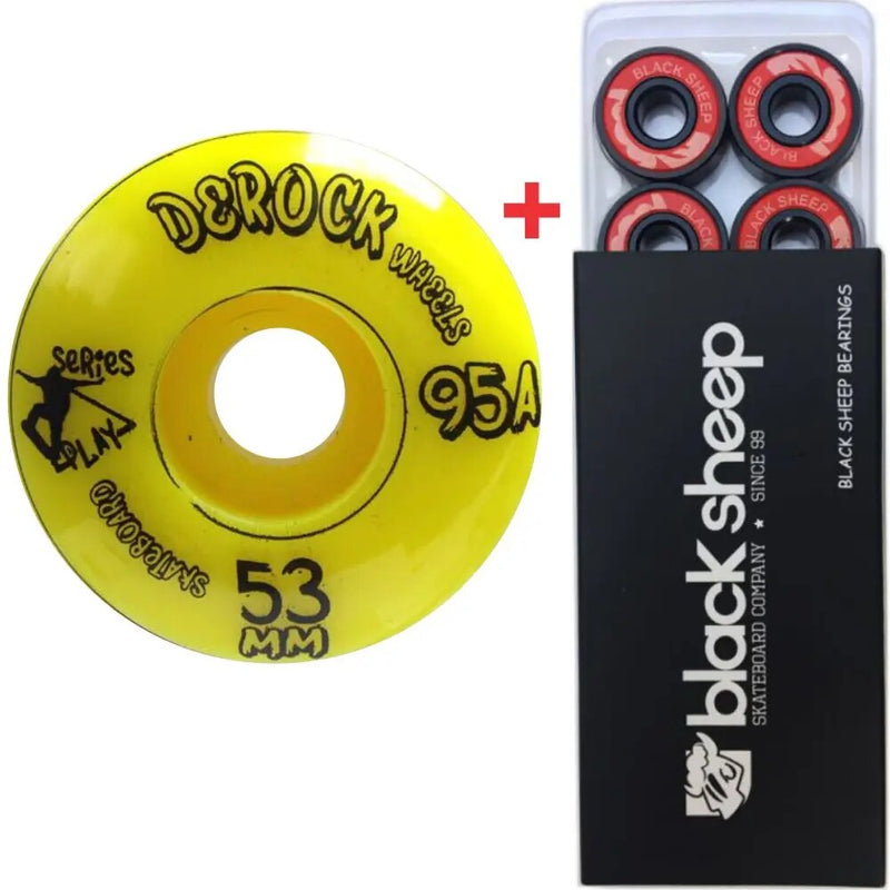 Kit Roda Derock 53mm Series Play Amarela + Rolamento Black Sheep