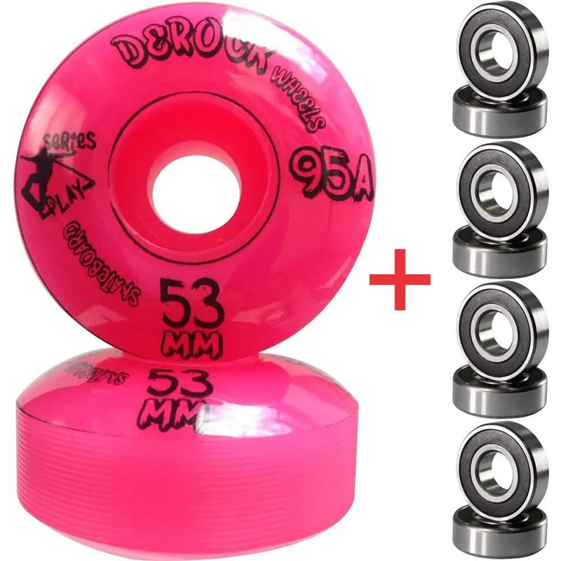 Kit Derock Roda 53mm 95A Play + Rolamento 608 - 6 Modelos